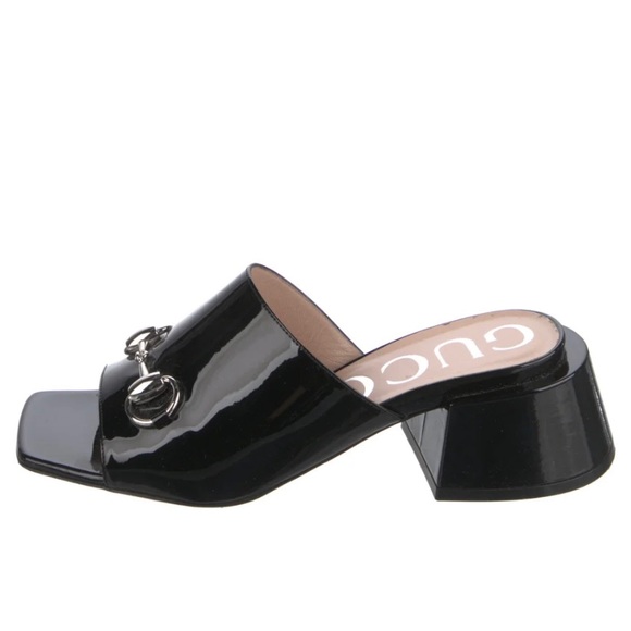 GUCCI Horsebit Accent Patent Leather Mules Slides 543188 - Picture 5 of 17